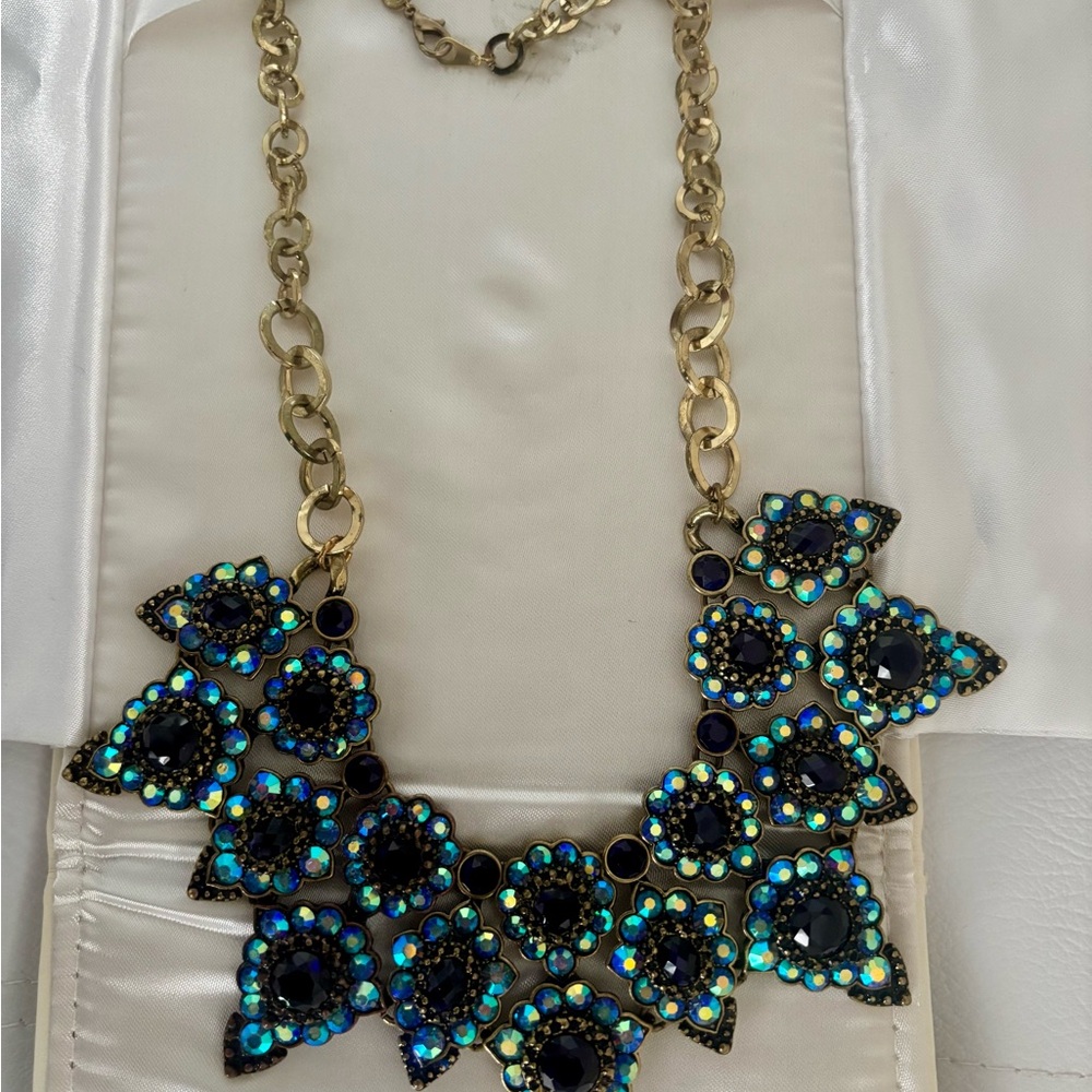 Park Lane Gold and Blue Floral Necklace